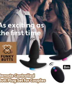 Set Butt Plug Cuplu FunkyButts Remote Controlled pentru cupluri