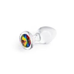 Butt plug cu Cirstal Rainbow Gem Marimea M