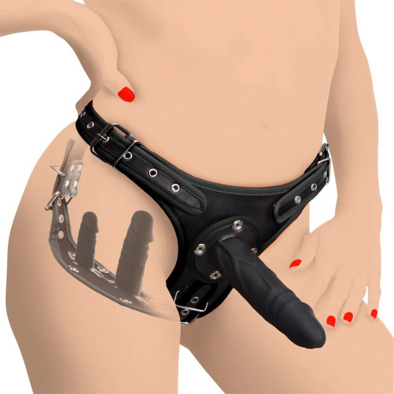 Strapon Triple Dildo Interschimbabile black Strapon Trei Dildo Interschimbabile