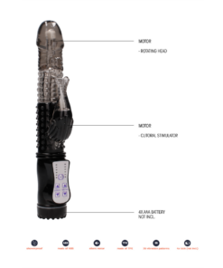 Vibrator Shots Vibrating Dolphin Negru 22 cm