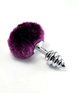 Butt Plug Spiralat Pompon Mov Bunny
