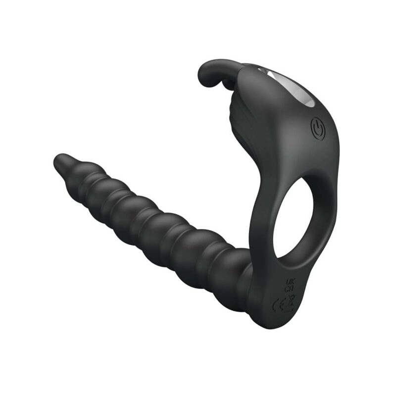 Inel cu Dildo Anal Blackney Black cu vibratii Inel cu Dildo Anal Blackney Black