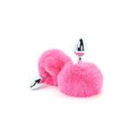 Butt Plug metalic cu Coada de Iepure Roz Butt Plug cu Coada de Iepure Roz